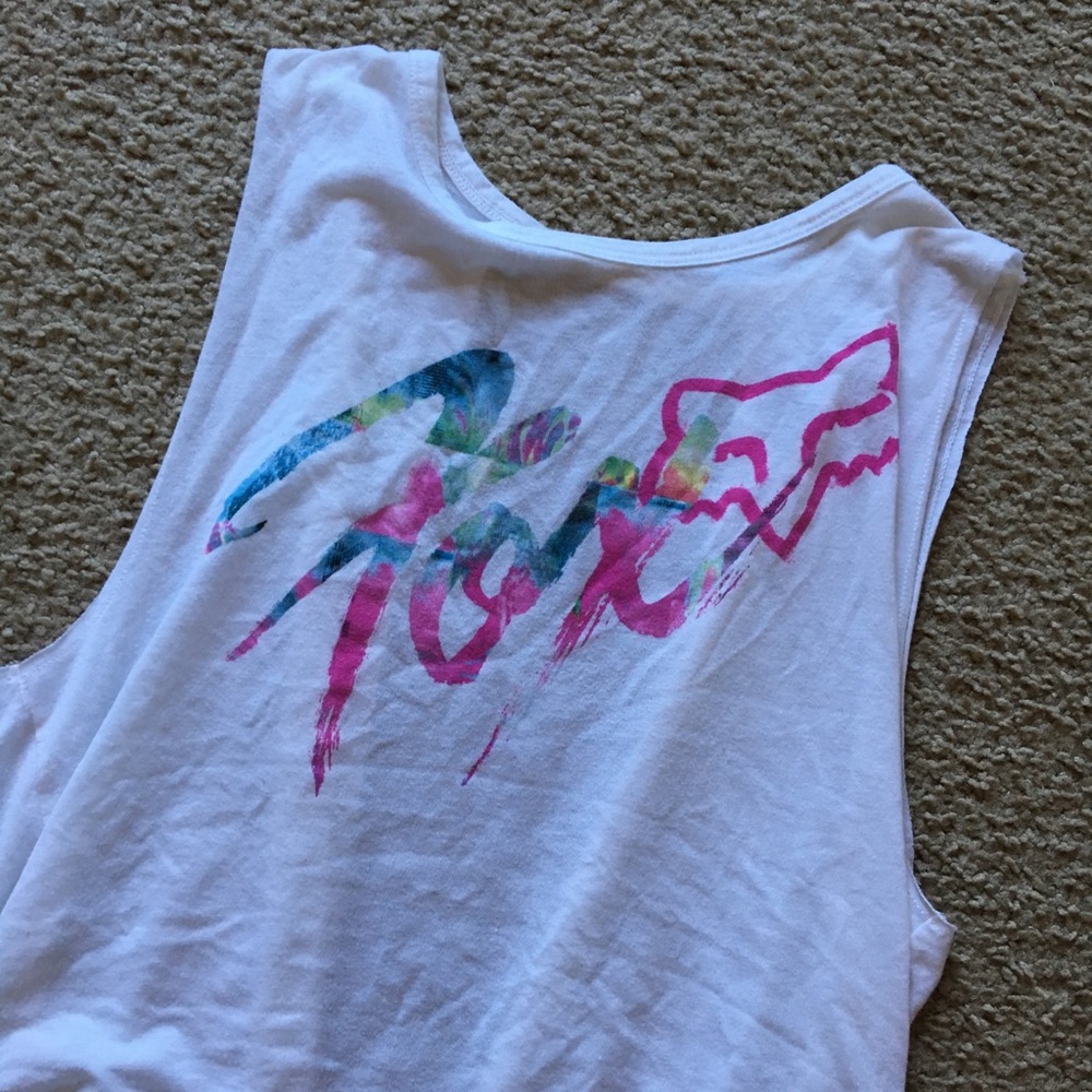 Fox tie back muscle tank top